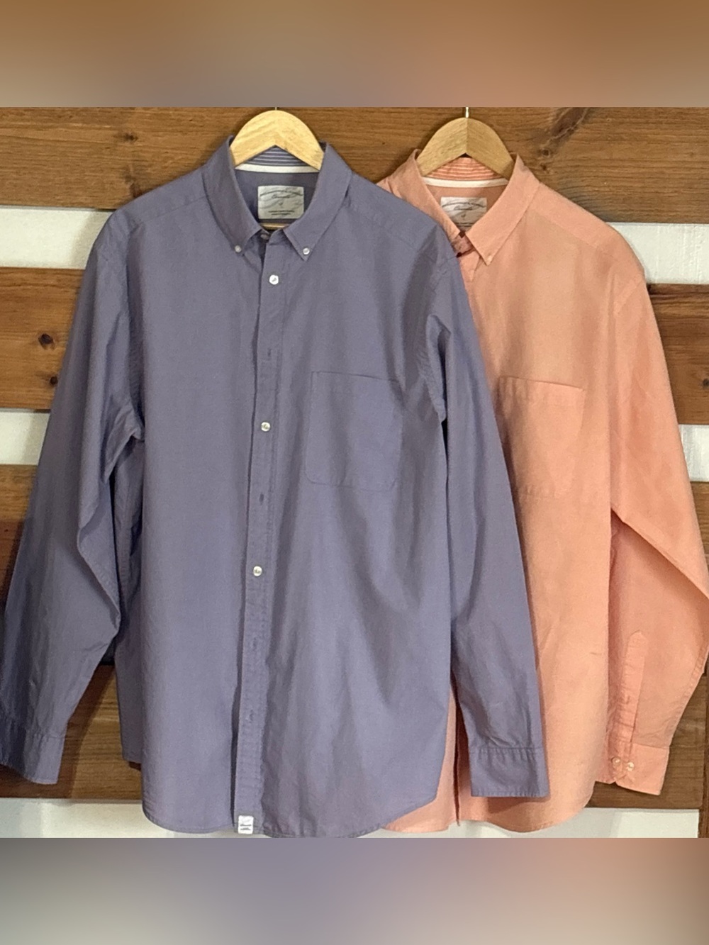 Lot of 2 Roundtree & Yorke Orange/Purple Long Sleeve Button Down Men's Size LT